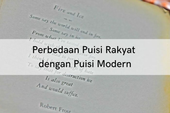 perbedaan puisi rakyat dengan puisi modern tersebut adalah