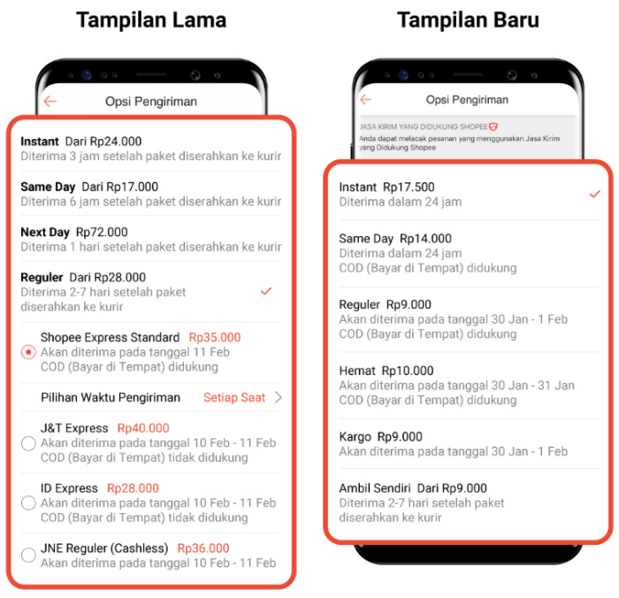 perbedaan hemat dan reguler shopee terbaru